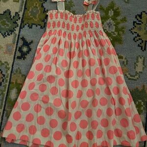 Rachel Riley White Dress with Pink Polka Dots